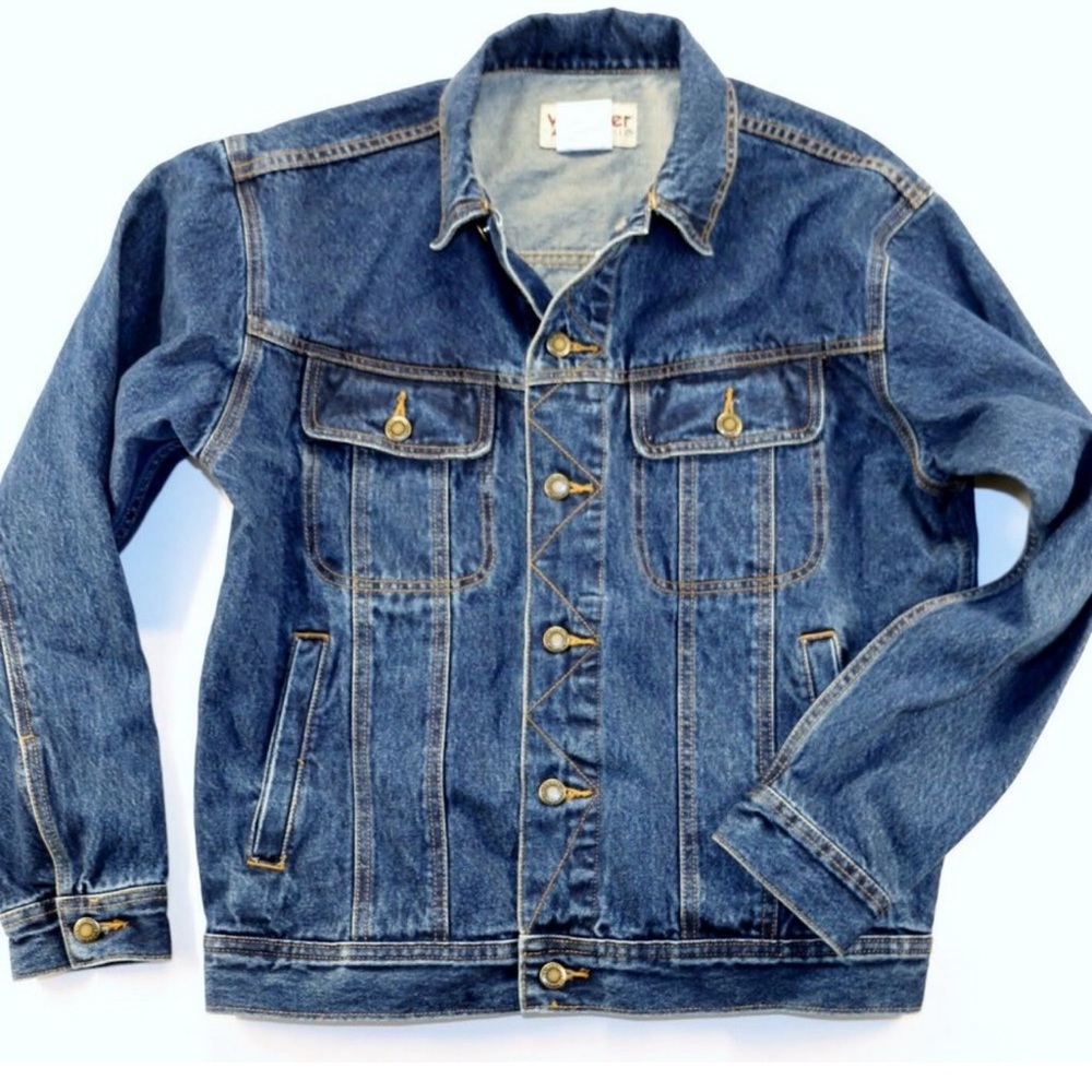 New Wrangler Rugged Wear Denim Jacket Men's Size L Antique Indigo Color 14.5 oz
